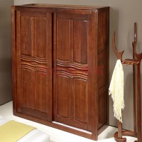 万家达实木衣柜卧室胡桃木衣柜现代中式主卧简约轻奢两门推拉衣柜